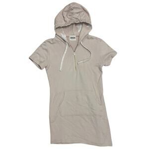 Monrow Comfy Boho Hoodie Sweater Dress 🤎 Peachy‑Tan Zip Front 🌼 Size XS